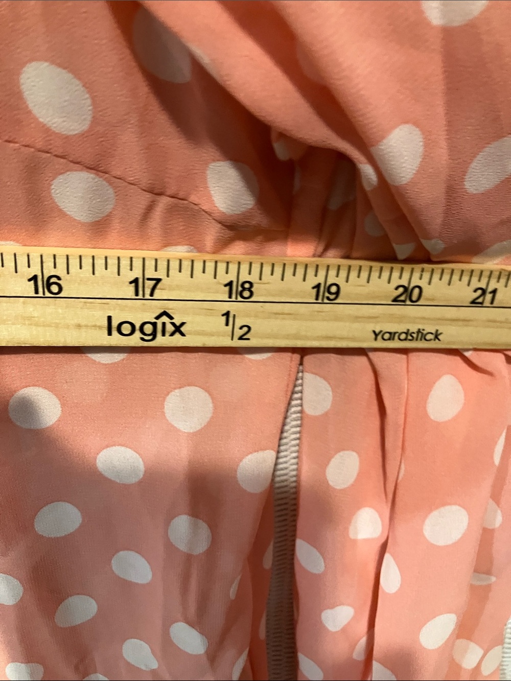 Shein Peach Polka Dot Ruffle Blouse - Picture 4 of 8